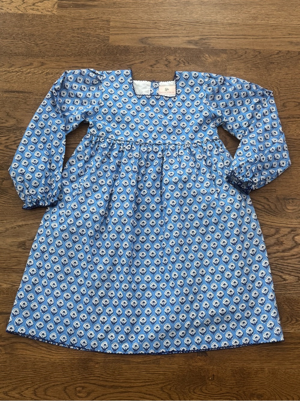Beautiful Blue Floral Pattern SmockingBird Dress New And Never Worn